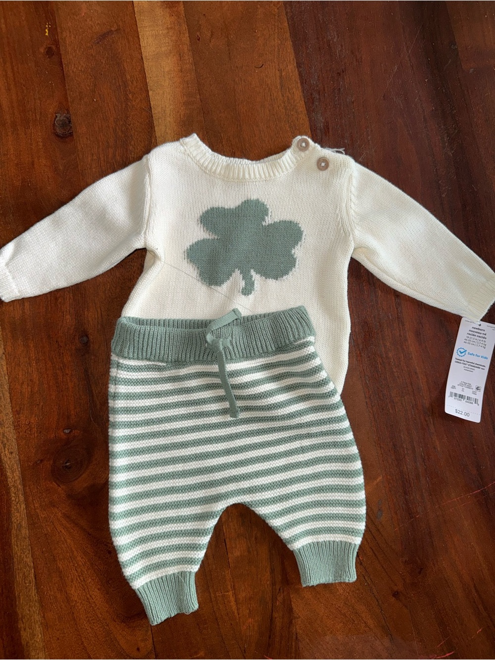 Carter's Cream and Sage Green Knit Baby Matching Set